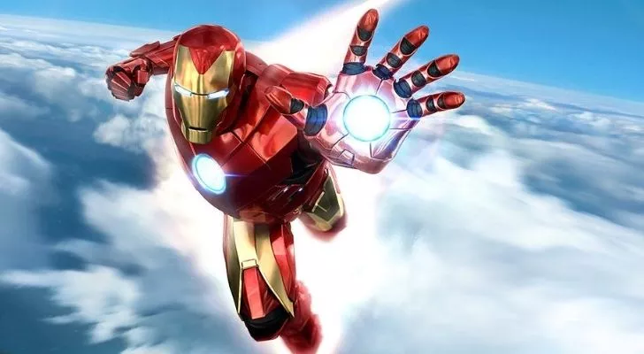 Iron Man flying in the sky