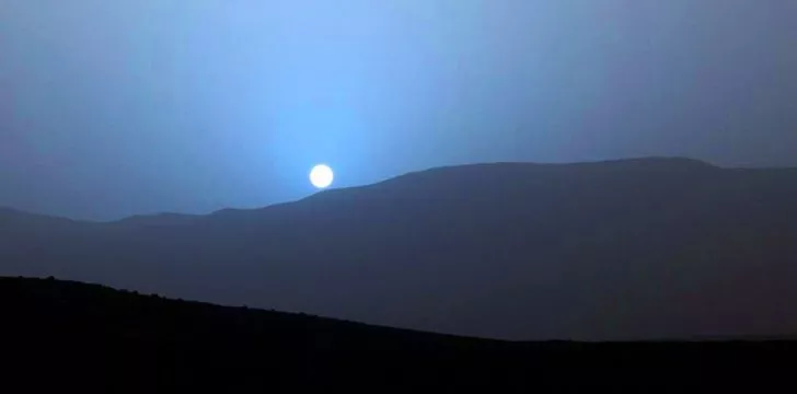 Blue sunset on Mars