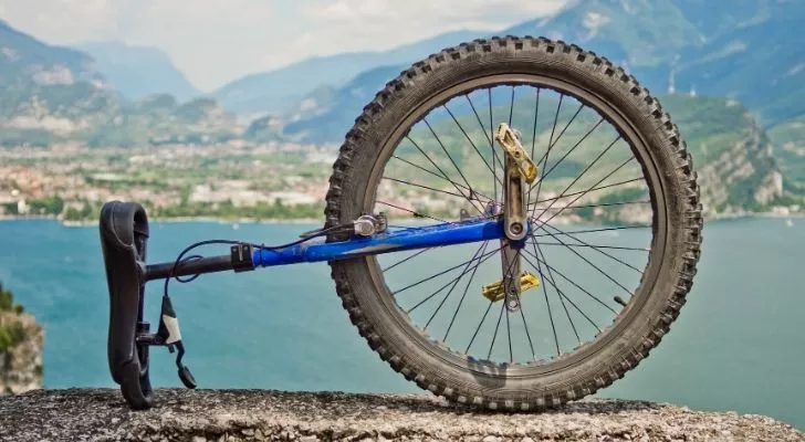 A blue unicycle