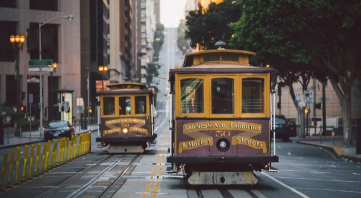 Two of San Francisco's cable cars