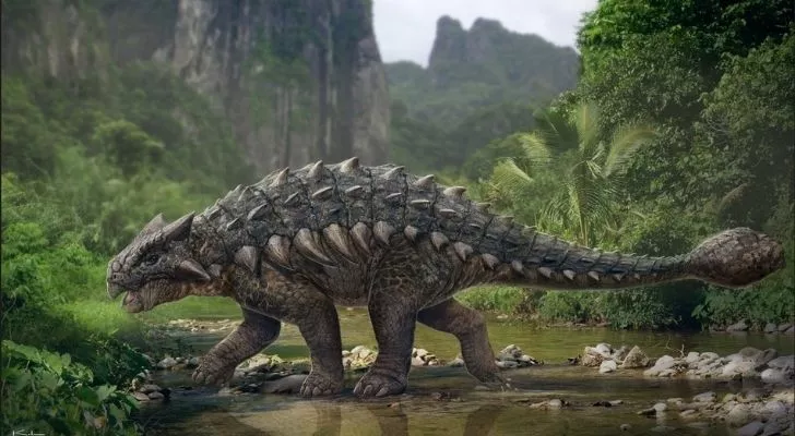 An impressive Ankylosaurus magniventris dinosaur