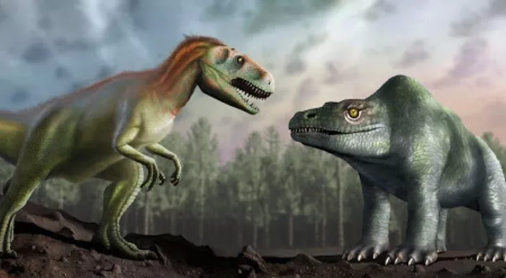 Megalosaurus dinosaurs looking at each other