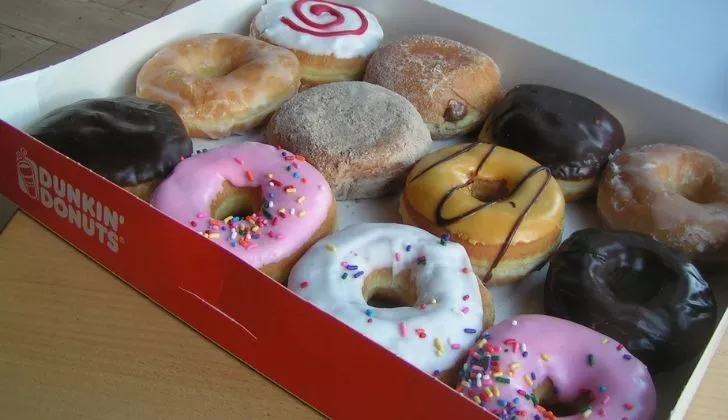 A whole tray of different Dunkin Donuts