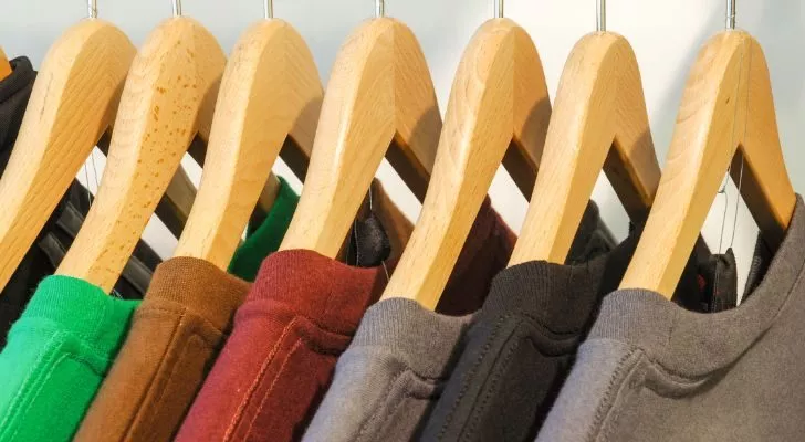 A rack of t-shirts