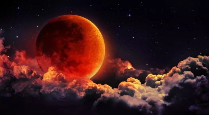 A rich red looking moon