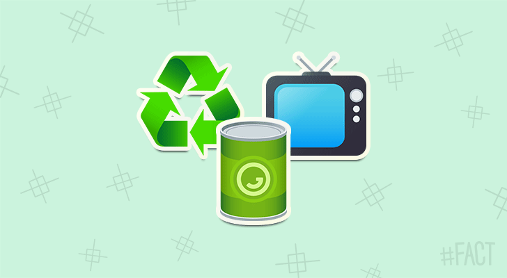 Recycling just one tin can saves enough energy to watch television for 3 hours.