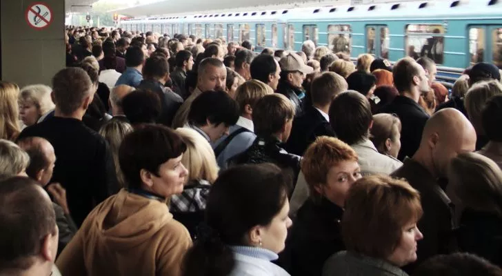 Russian people in Moscow's metro
