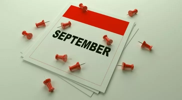 September calendar with pins