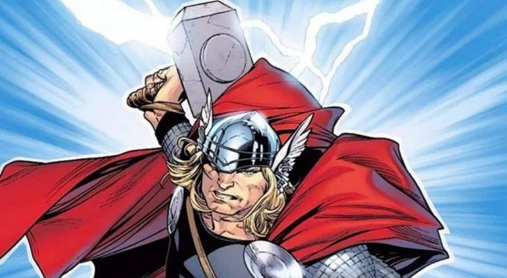 Thor holding his hammer