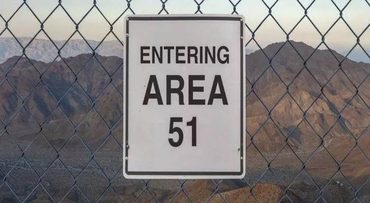 An "Entering Area 51" sign