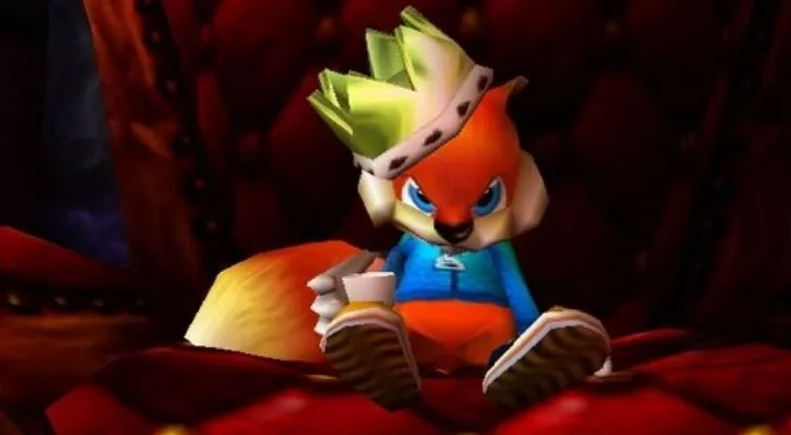 Grumpy looking Conker from Conker's Bad Fur Day