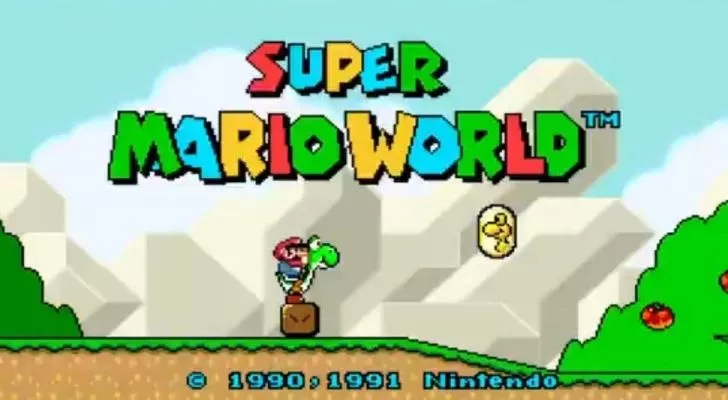 Mario on Luigi's back on Super Mario World